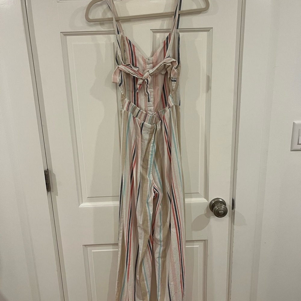 Striped Button-Front Jumpsuit - Picture 5 of 7